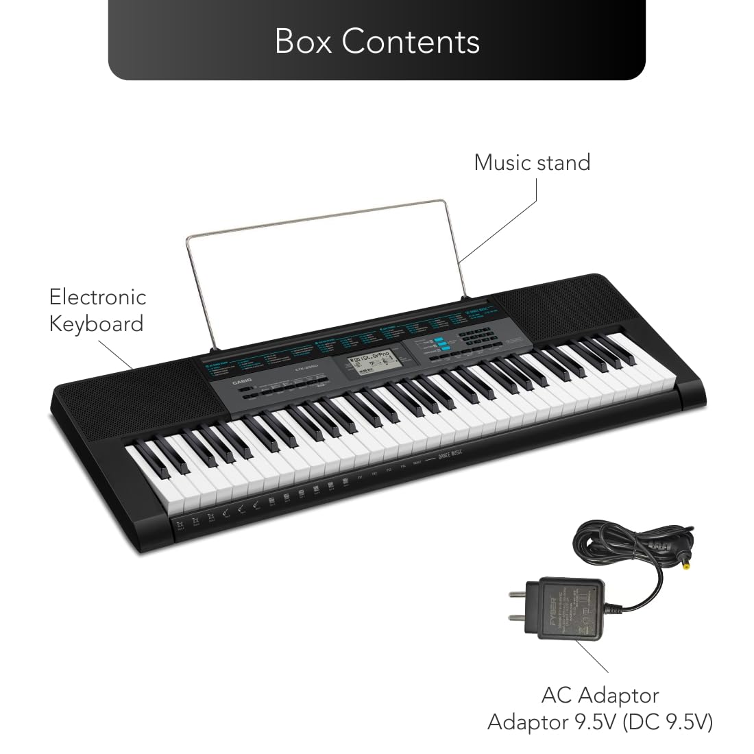 Casio CTK-2550 61-Key Portable Keyboard, Black, Casio CTK2500 keyboard