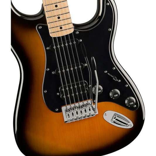 Fender Sonic Stratocaster HSS Maple Fingerboard Black Pickguard, 2-Color Sunburst