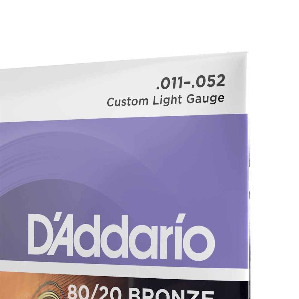 D'Addario EJ13 80/20 Bronze Custom Light Acoustic Guitar Strings 11-52