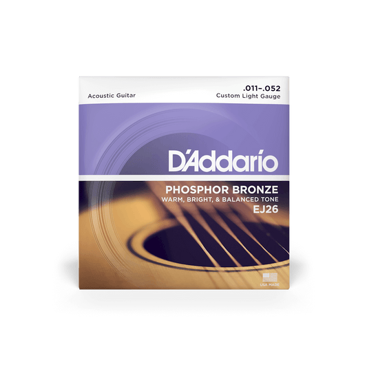 D'Addario EJ26 11-52 Custom Light Acoustic Guitar Strings