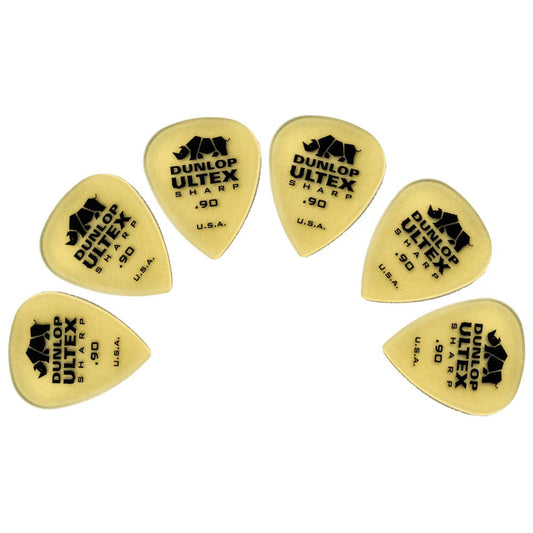 Dunlop 433P Ultex Sharp Guitar Picks - Pack Of 6 - .90mm