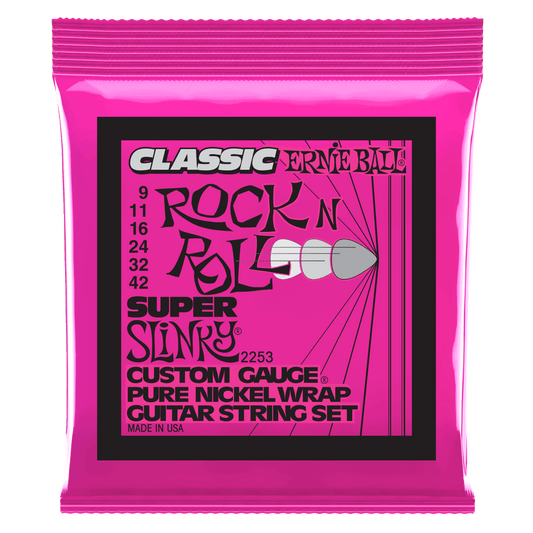 SUPER SLINKY CLASSIC ROCK N ROLL PURE NICKEL WRAP ELECTRIC GUITAR STRINGS - 9-42 GAUGE