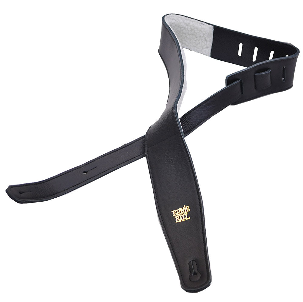 Ernie Ball 4137 2.5" ADJUSTABLE ITALIAN LEATHER STRAP WITH FUR PADDING - BLACK