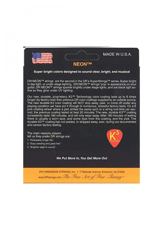 DR Strings NOE-10 Coated Nickel Hi-Def Orange Electric Guitar Strings, Medium