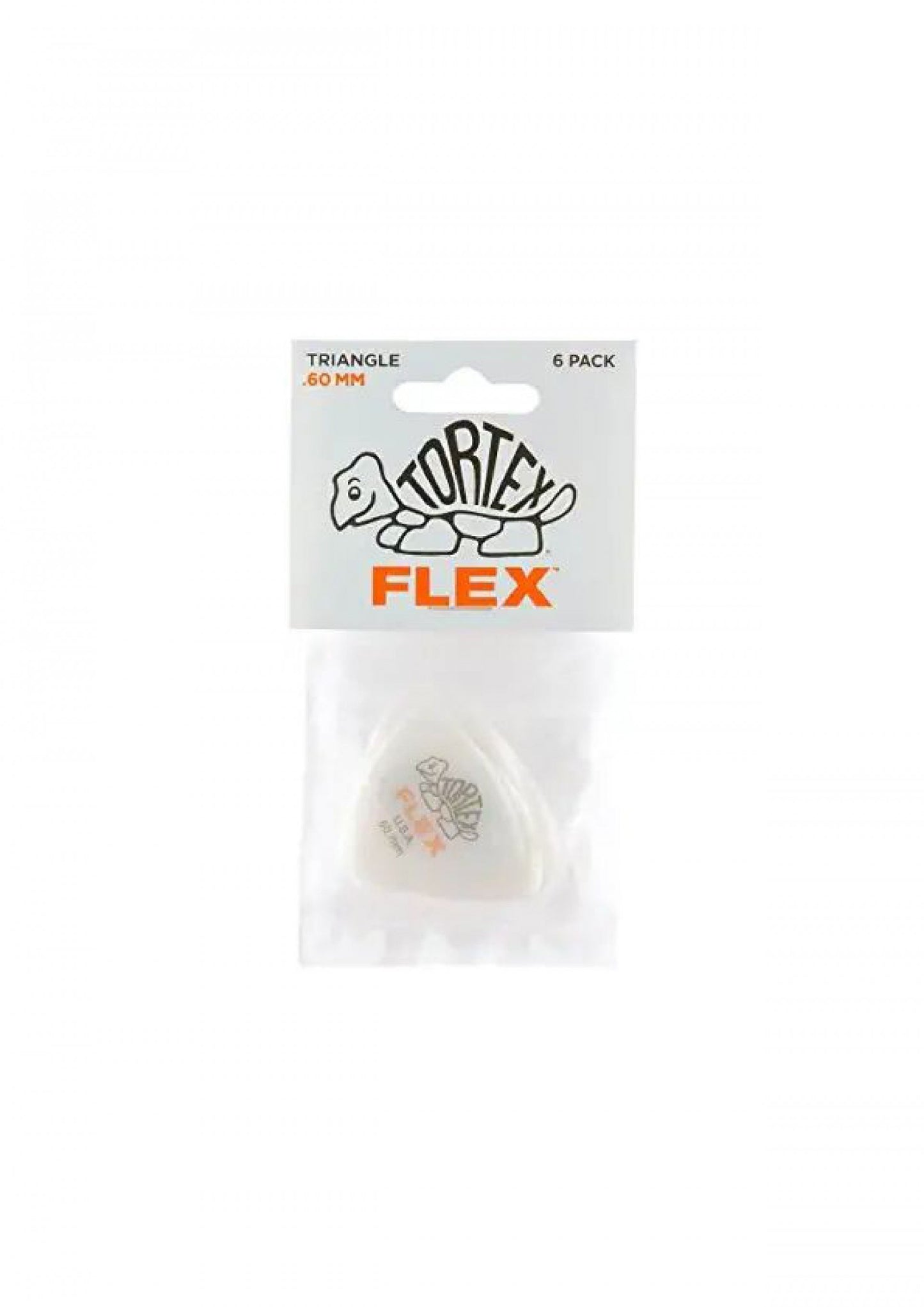 Jim Dunlop Tortex Flex Triangle 456P.60 0.60mm Guitar Picks, Pack of 6, Orange