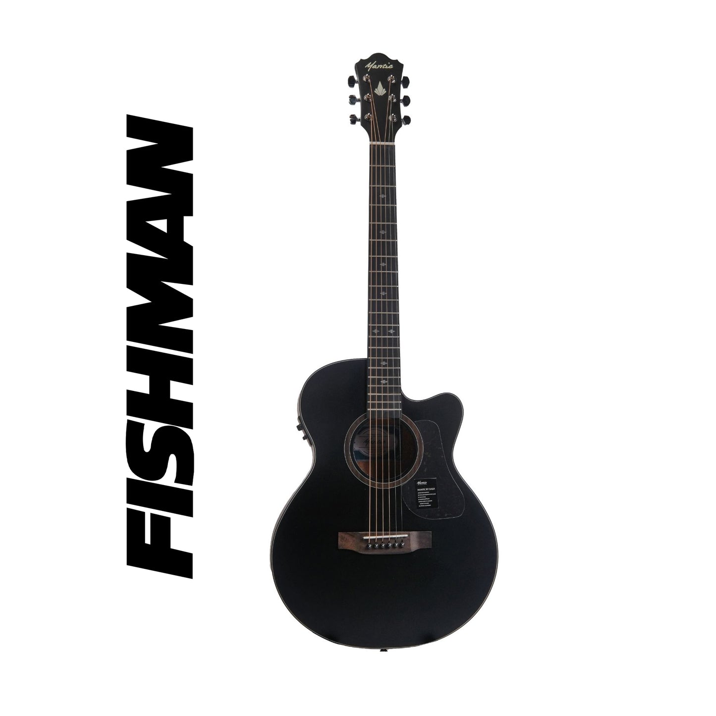 Mantic MG1CE Acoustic Guitar with Fishman Pickup - Black