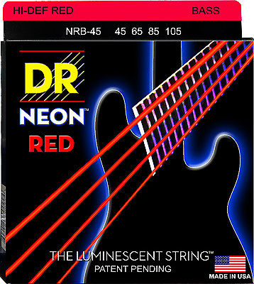 DR Hi-Def Neon Red Medium 4 String bass 45-105 (NRB-45)