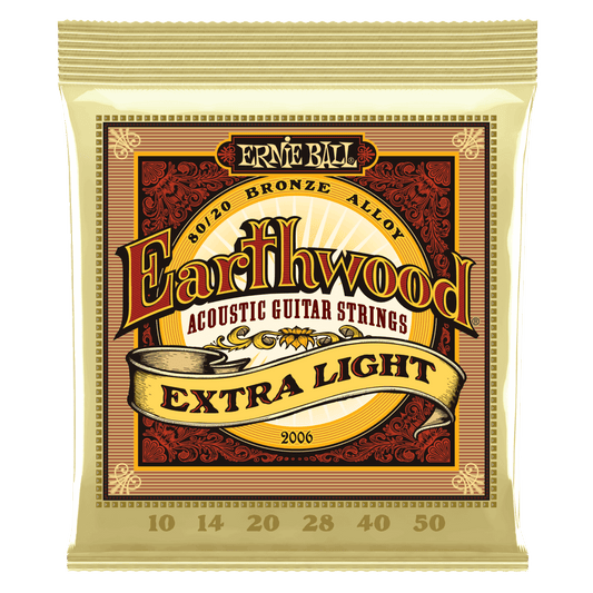 EARTHWOOD EXTRA LIGHT 80/20 BRONZE ACOUSTIC GUITAR STRINGS - 10-50 GAUGE