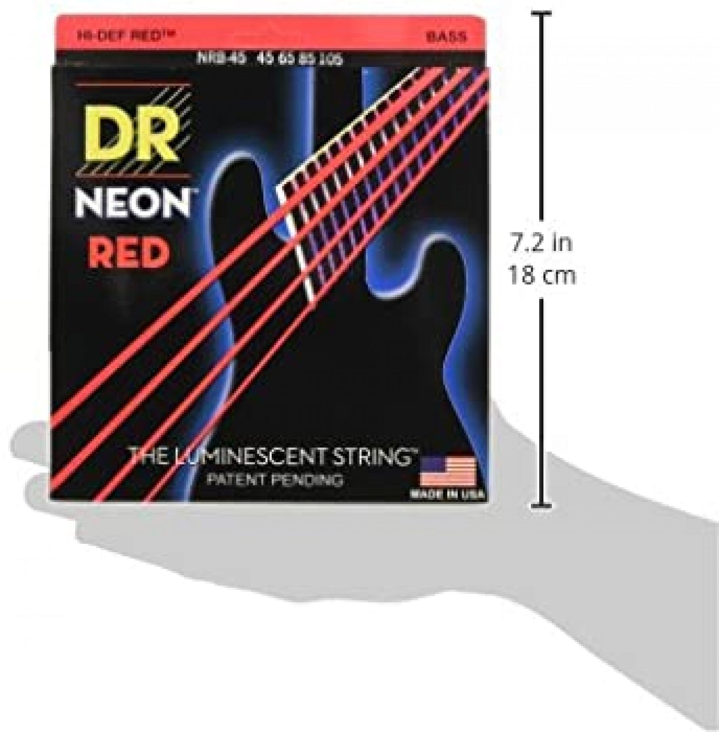DR Hi-Def Neon Red Medium 4 String bass 45-105 (NRB-45)