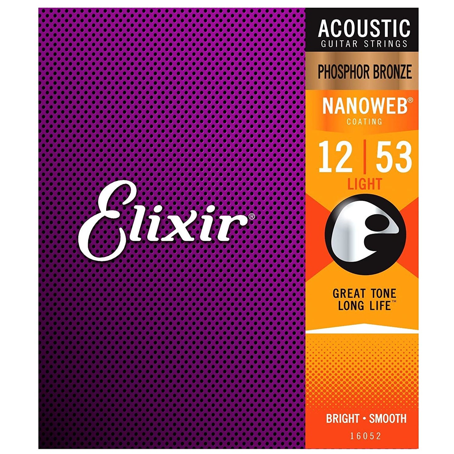 Elixir Light Acoustic 12-53 Guitar Strings Phosphor Bronze NANOWEB Coated