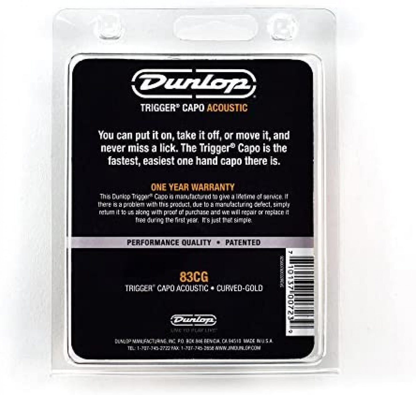 Jim Dunlop Acoustic Trigger, Curved, Gold Guitar Capo (83CG)
