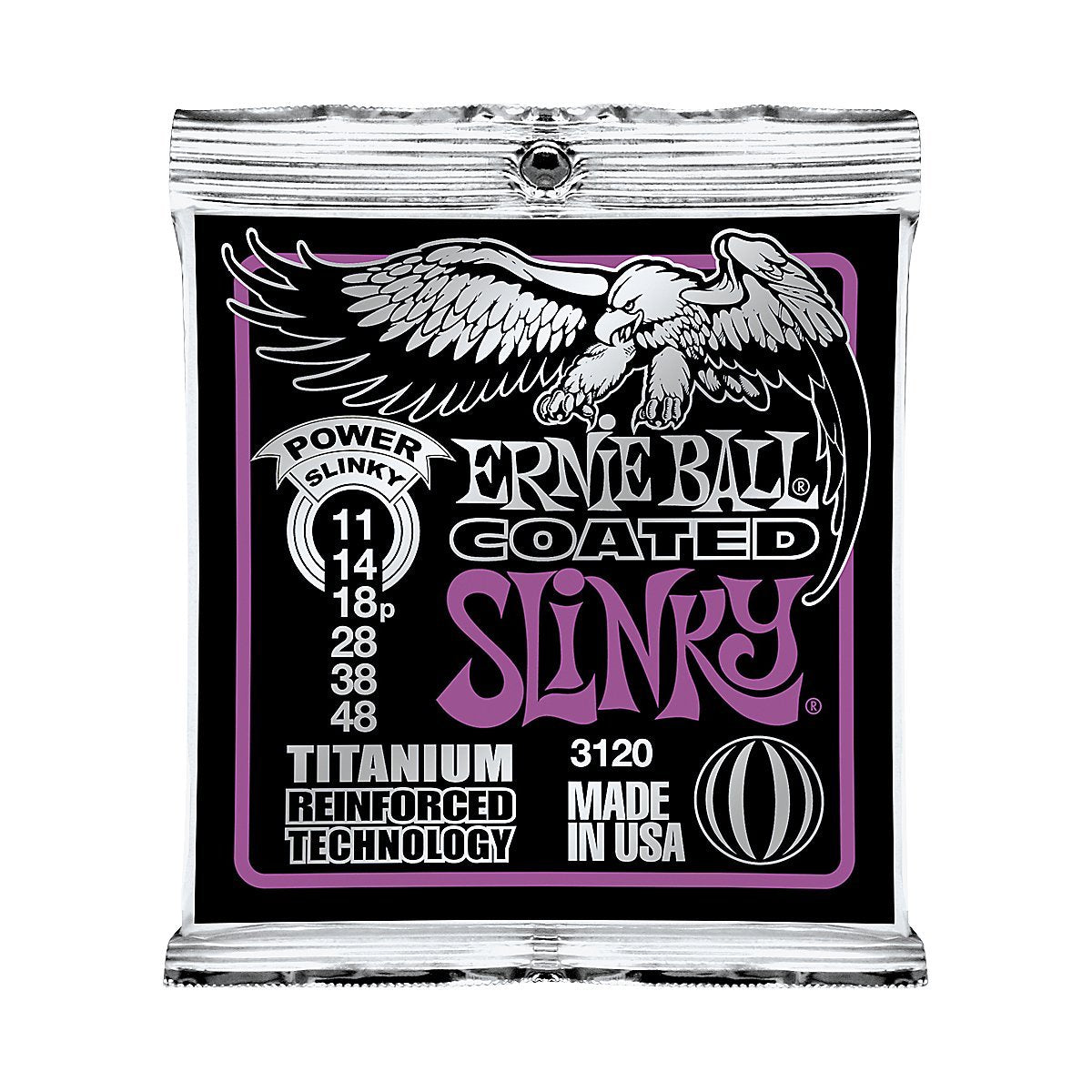 Ernie Ball 3120 POWER SLINKY COATED TITANIUM RPS ELECTRIC GUITAR STRINGS - 11-48 GAUGE