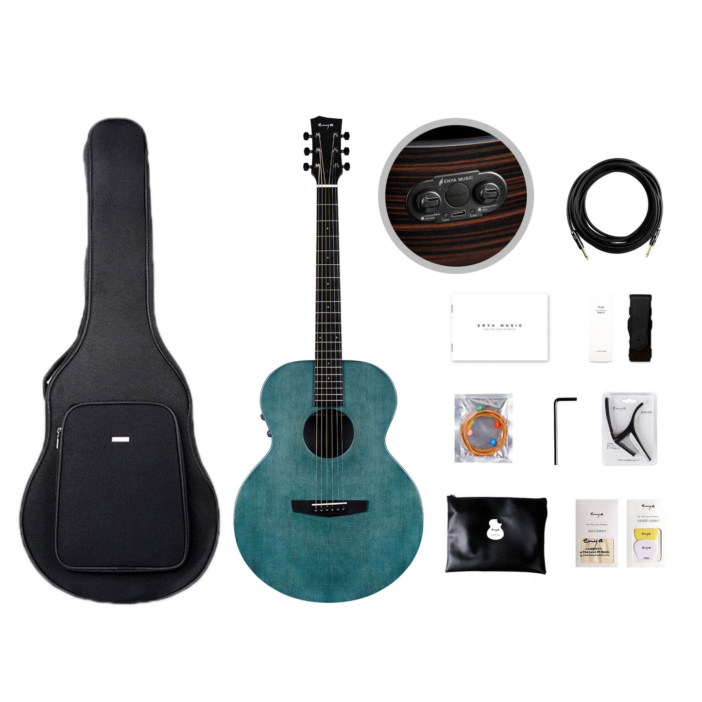 Enya EA-X1 PRO EQ 41 TransAcoustic Guitar- Blue Matt Finish