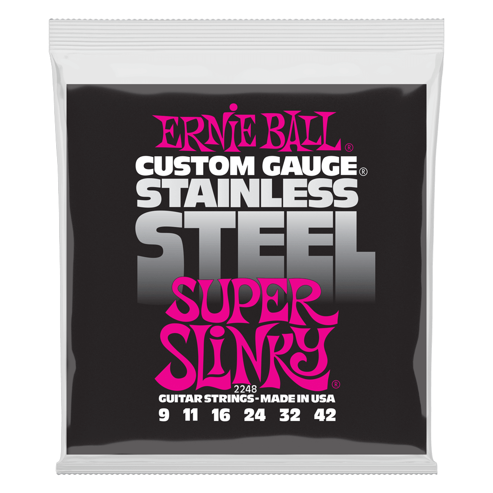 SUPER SLINKY STAINLESS STEEL WOUND ELECTRIC GUITAR STRINGS - 9-42 GAUGE