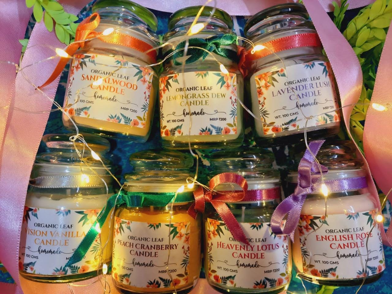 Organic Leaf Lavender Rush Candle