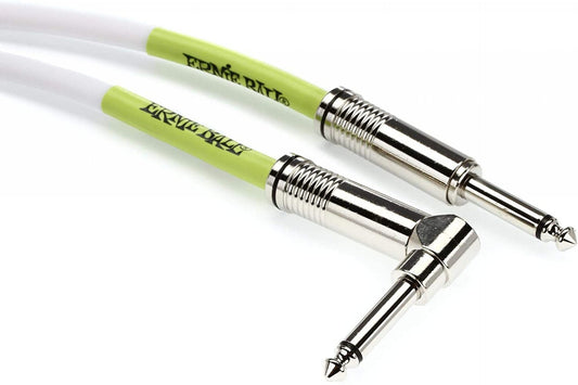 Ernie Ball 6049 Ultraflex 10' Straight/Angle Instrument Cable, Whit