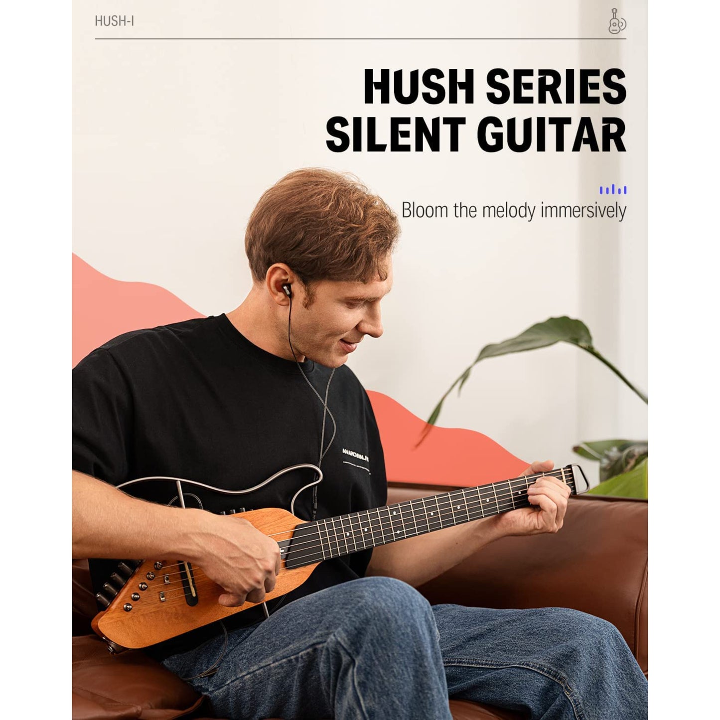 Donner Travel/Silent Guitar - Sunburst , HUSH-I Headless Guitar, Removable Frames Ultra Light Acoustic Electric Guitar with Gig Bag and Accessories