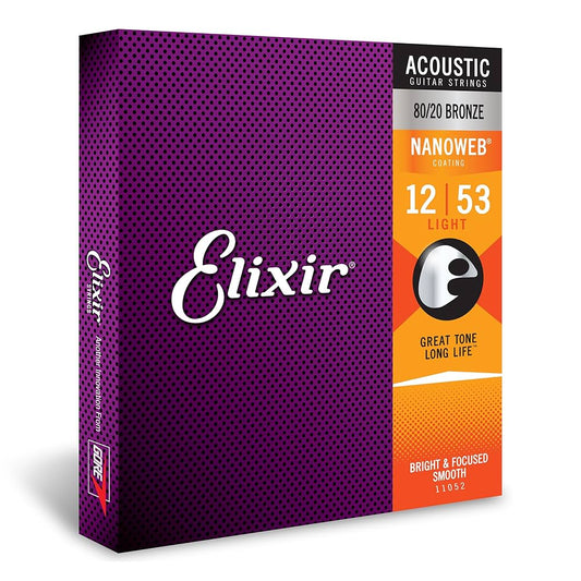 ELIXIR LIGHT NANOWEB 80/20 ( 12-53) BRONZE ACOUSTIC GUITAR