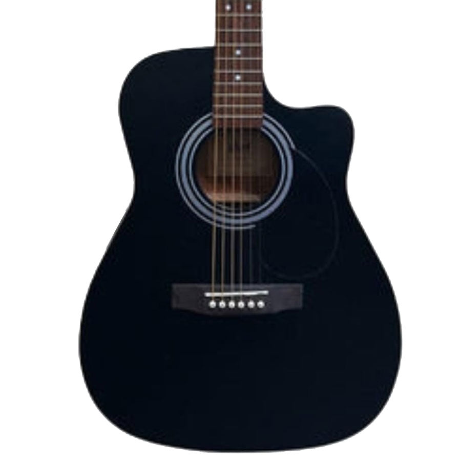 Cort AF500C Standard Series Cutaway 6 String Acoustic Guitar - BKS