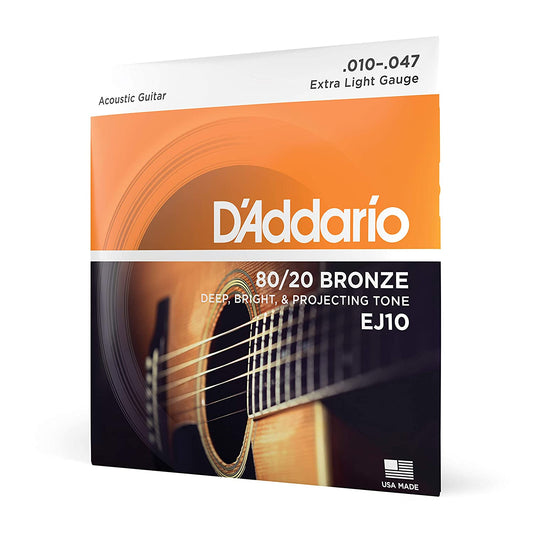 DAddario EJ10 Bronze Acoustic 10-47 Extra Light Guitar Strings