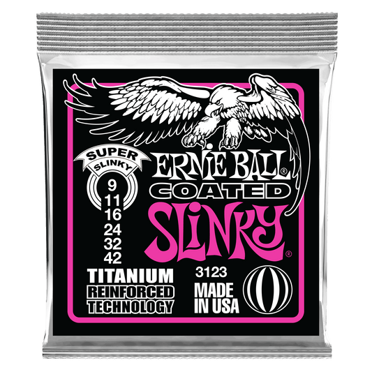 Ernie Ball 3123 Super Slinky Coated Titanium RPS Electric Guitar String Set - 9-42