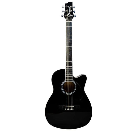 Granada GL112C-F Medium Cutaway 6 String Acoustic Guitar Black