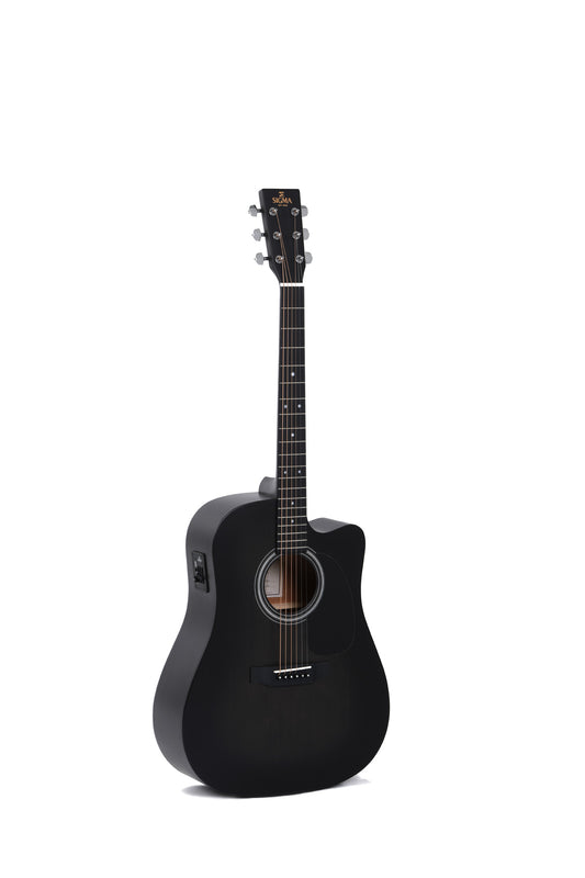 Sigma DMCE-BKB Dreadnought Electric/Acoustic Guitar Satin Black