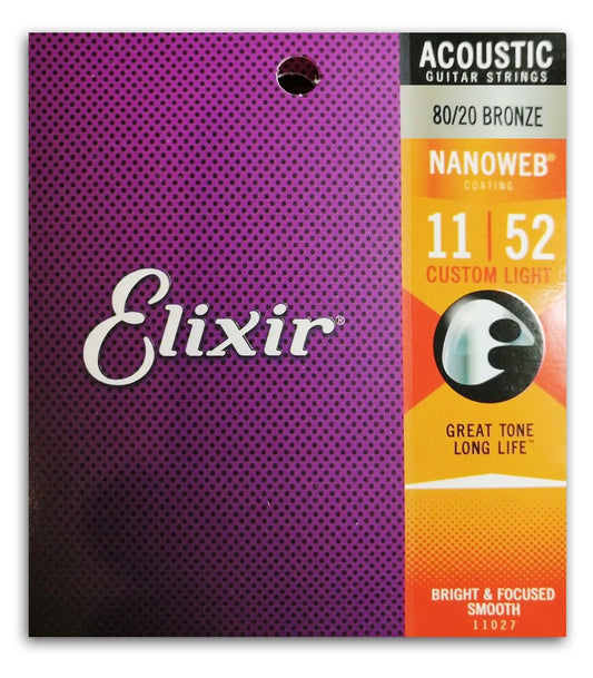 ELIXIR NANOWEB 80/20 (11-52) BRONZE ACOUSTIC GUITAR STRINGS