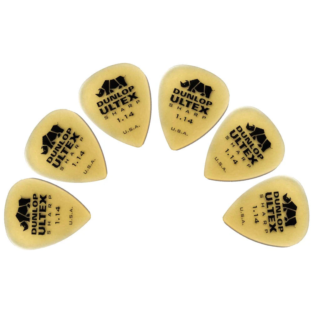 Dunlop   433P   Ultex   Sharp   Guitar   Picks   -   Pack   Of   6   -   1.14mm