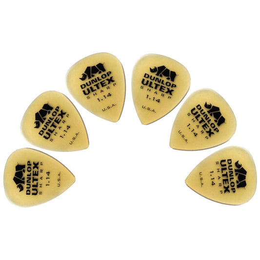 Dunlop   433P   Ultex   Sharp   Guitar   Picks   -   Pack   Of   6   -   1.14mm