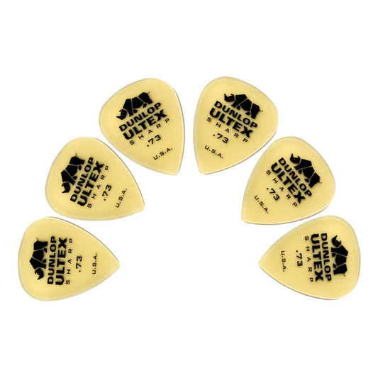Dunlop   433P   Ultex   Sharp   Guitar   Picks   -   Pack   Of   6   -   .73mm