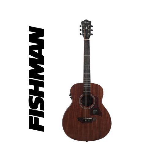 Mantic BG2-E Travel Semi-Acoustic Guitar with Fishman Electronics -Mahogany finish