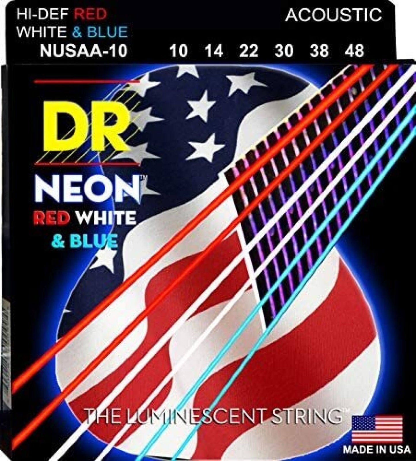 DR Strings HI-DEF NEON Acoustic Guitar Strings (NUSAA-10)