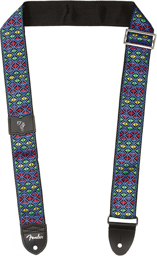 Fender Eric Johnson "The Walter" Signature Strap, Blue with Multi-Colored Triangle Pattern