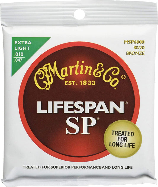 Martin MSP6000 SP Lifespan 80/20 Bronze Acoustic String, Extra Light