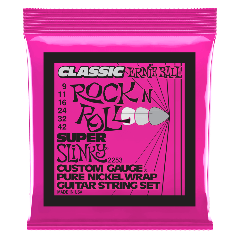 SUPER SLINKY CLASSIC ROCK N ROLL PURE NICKEL WRAP ELECTRIC GUITAR STRINGS - 9-42 GAUGE