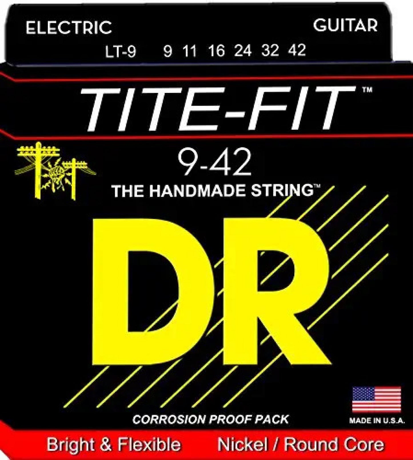DR Strings LT-9 TITE-FIT Nickel Plated Electric Guitar Strings 9-42. Light