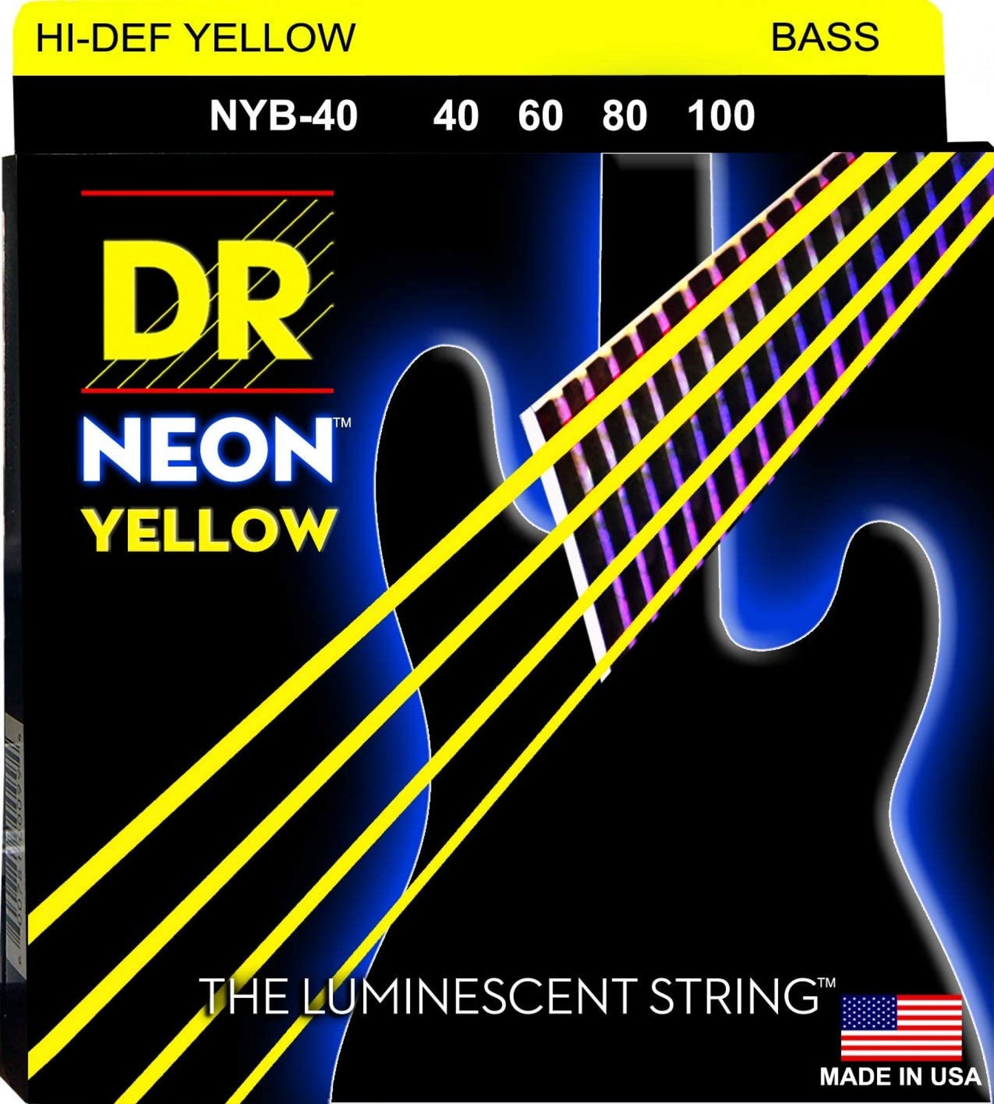 DR Strings HI-DEF NEON Bass Guitar Strings (NYB-40)