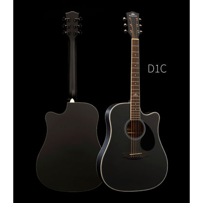 KEPMA D1C Acoustic Guitar-- Black Matt
