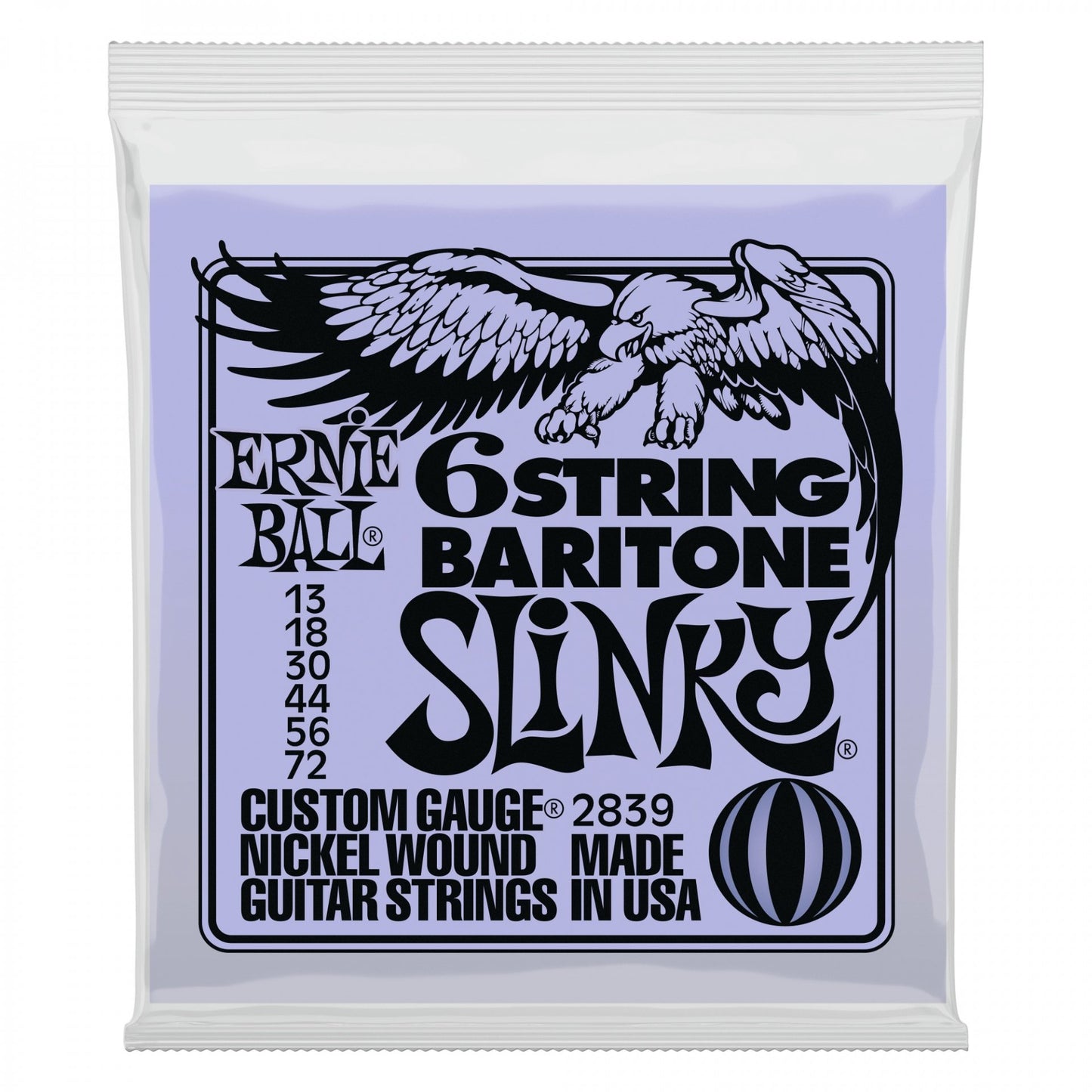 SLINKY 6-STRING W/ SMALL BALL END 29 5/8 SCALE BARITONE GUITAR STRINGS - 13-72 GAUGE ( 2839 )