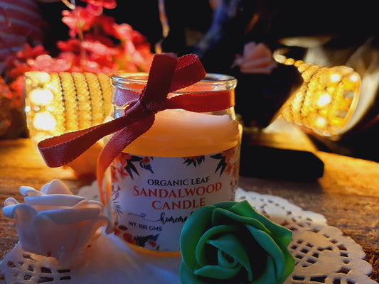 Organic Leaf Sandalwood Candle.