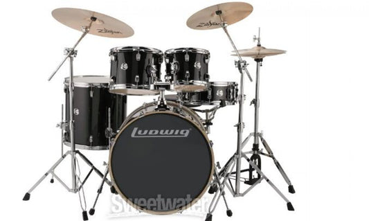 Ludwig Element Evolution LCEE220 5-piece Complete Drum Set with Zildjian Cymbals - Black Sparkle