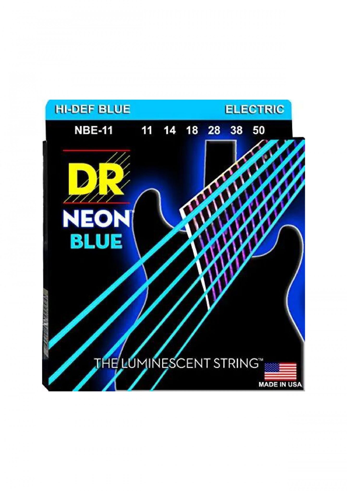 DR String NBE11 Hi Def Neon Blue Colored Electric Guitar Strings - Heavy 11-50