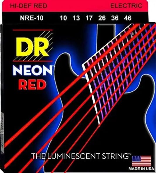 NRE-10 DR Strings NEON Hi-Def Red Coated Medium (10-46) Electric Guitar Strings