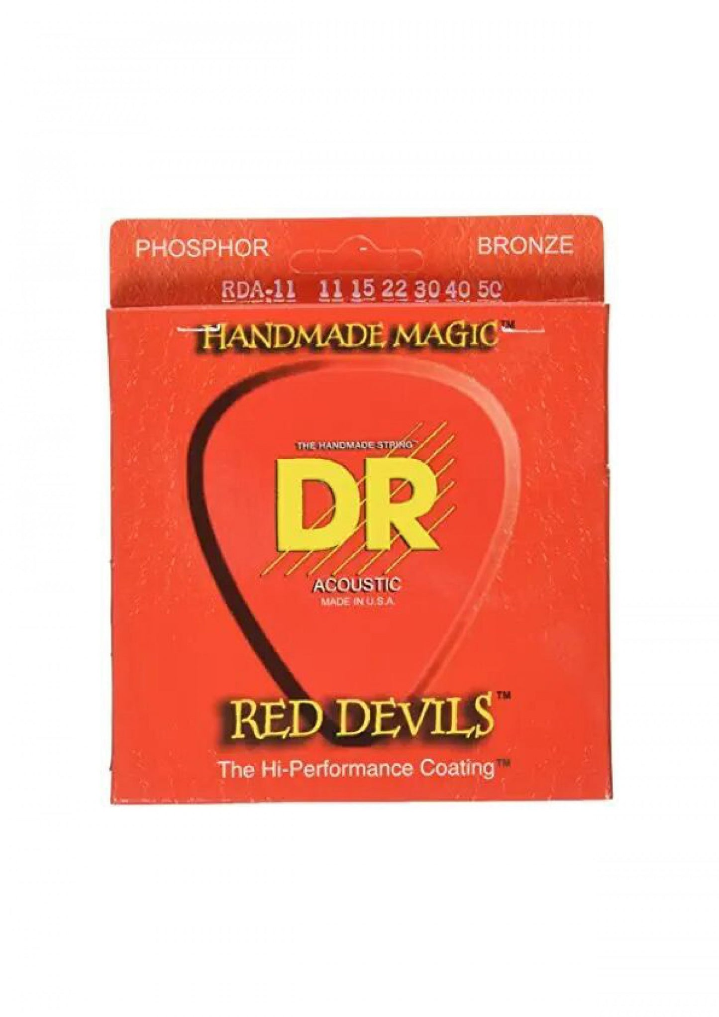 DR Strings RDA-11 RED DEVILS RED Colored Acoustic Guitar Strings 11-50, Custom Light
