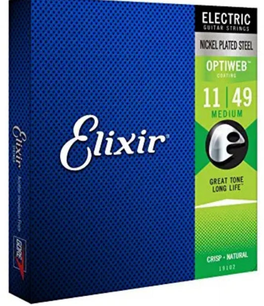 Elixir Strings 19102 Coated Nickel Electric Guitar Strings, Medium (.011-.049)