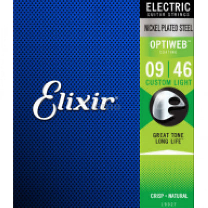 Elixir Strings 19027 Optiweb Electric Guitar Strings - (9-46)Custom Light