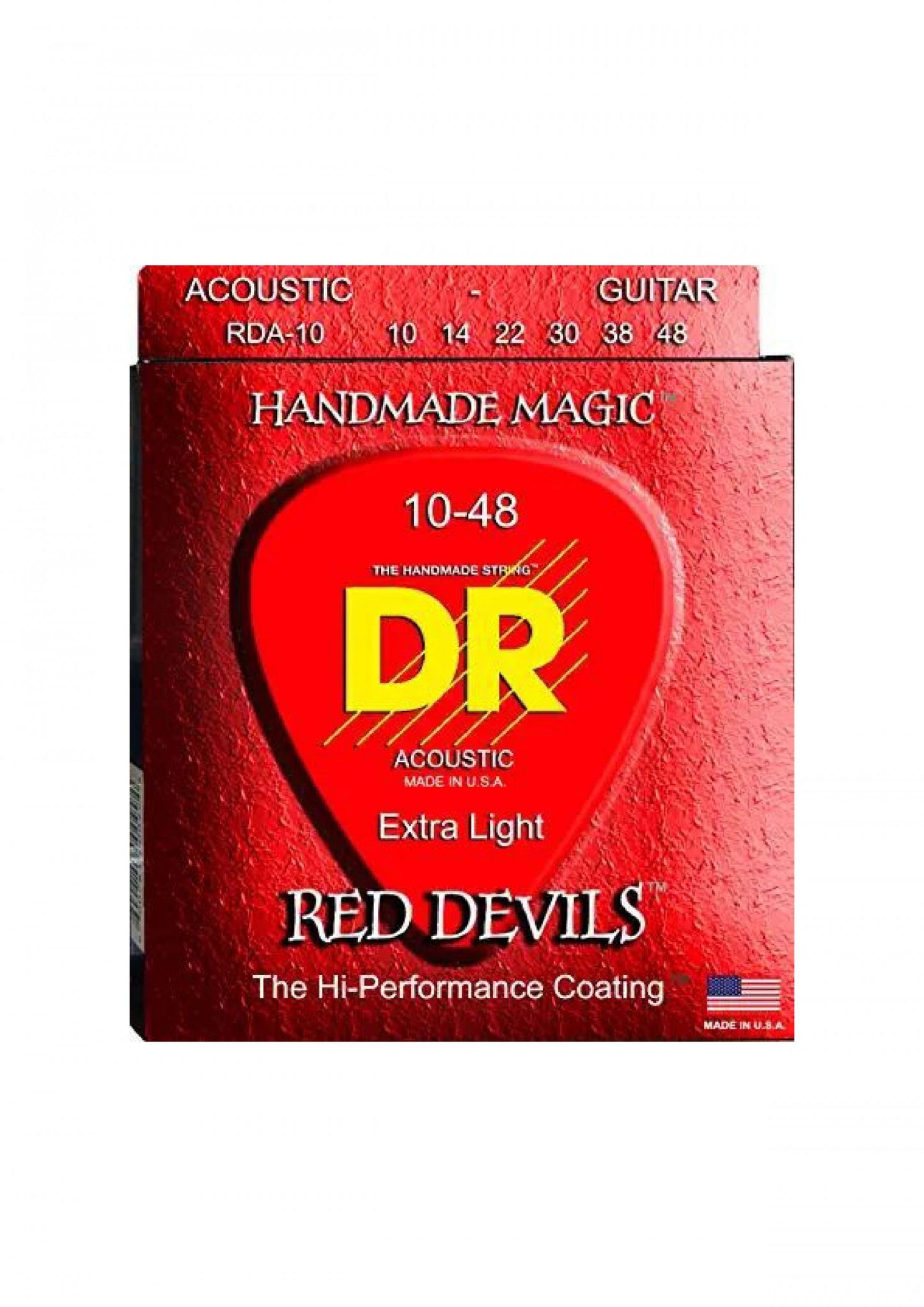 DR Strings RDA-10 RED DEVILS RED Colored Acoustic Guitar Strings 10-48 Extra Light