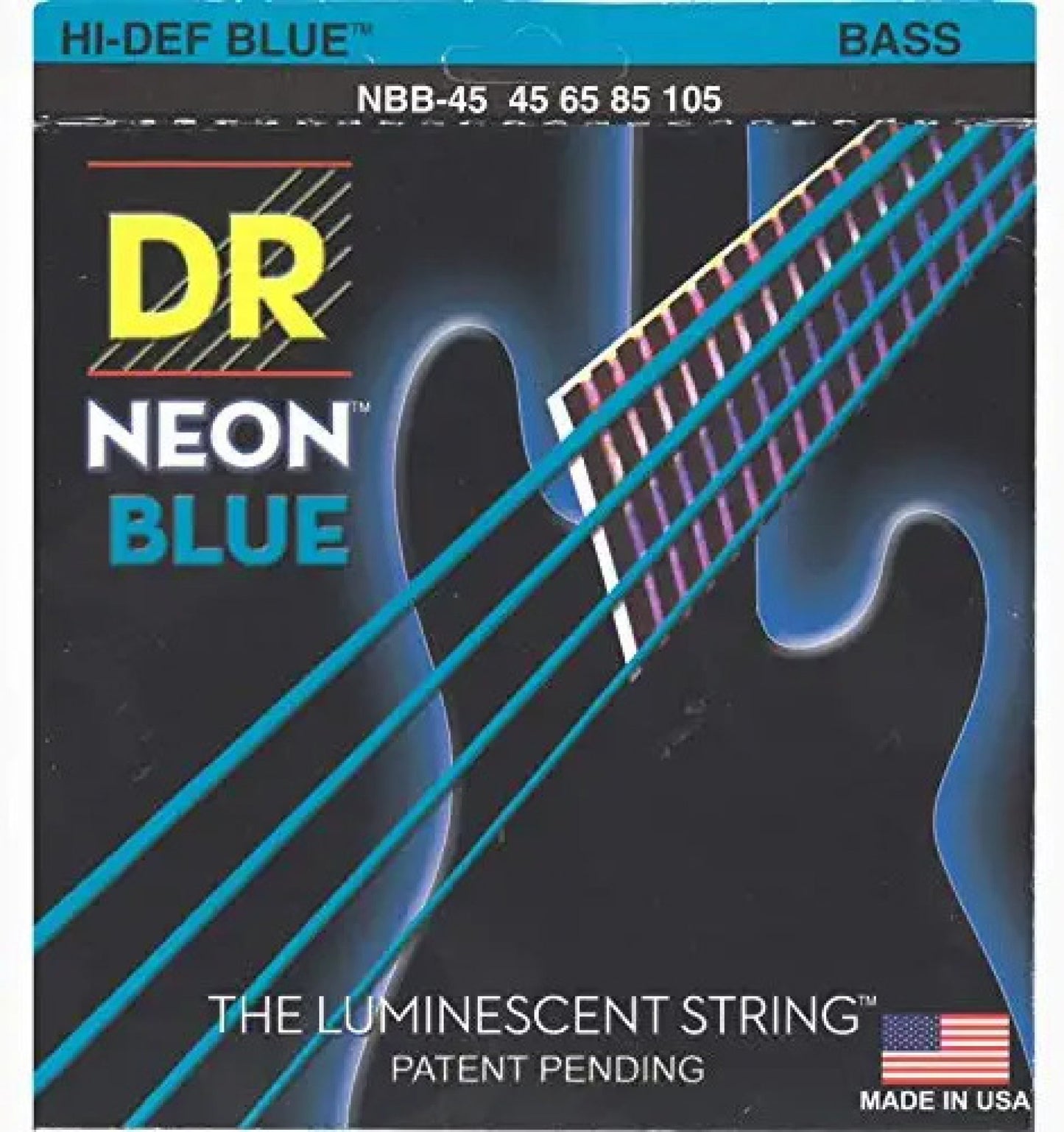 DR Strings NEON Hi-Def Blue Coated Medium 4-String (45-105) Bass Guitar Strings