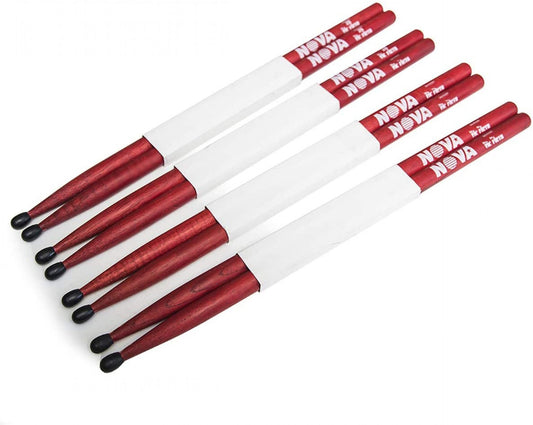 Nova VF-N5ANR By Vic Firth 5A Nylon Tip Red Drum Sticks Four Pair Offer!